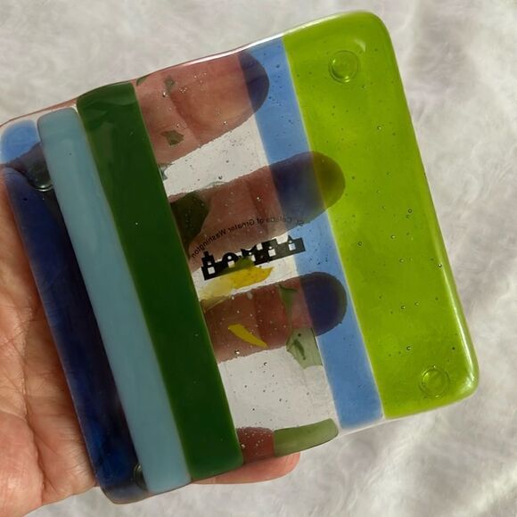 Art Coaster Hand Crafted Fused Glass Colorful OOAK - Picture 2 of 10